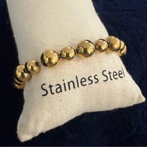 Gold Plated Stainless Steel Beaded Bracelet